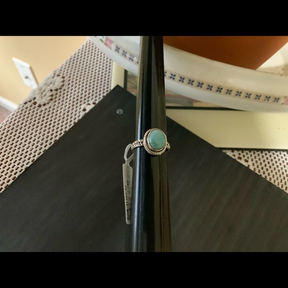 Larimar Blue .925 Carved Round 3 Size—7 - Picture 4 of 8
